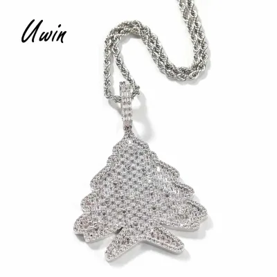 UWIN Green CZ Christmas Tree Charm Pendant Necklace Merry Christmas Pendant Special Festival Gift Jewelry