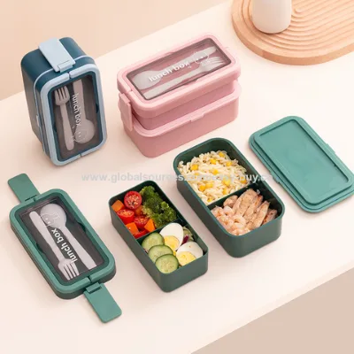Plastic lunch boxes Rice compartment lunch box food grade plastic double layer lunch box office worker student lunch box