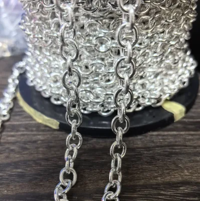 925 Sterling Silver Thick Chain Roll Jewellery 8mm Round Link Chains For Jewelry Making