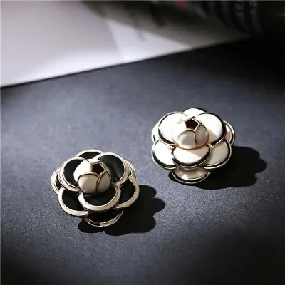 small black white camellia brooch Party catwalk fashion flower brooches badge pin for Woman