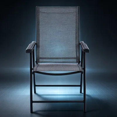 Folding Outdoor Dining Chair Metal Frame Breathable Mesh Foldable Armchair Garden Patio Backyard Leisure Chair