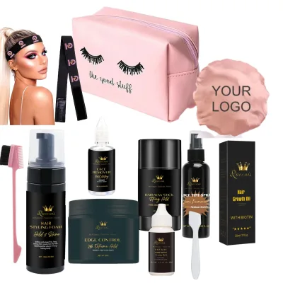 100% Organic Natural Hair Care Kit for Black Women All-In-One with Makeup Bag Hair Extension Tools Included