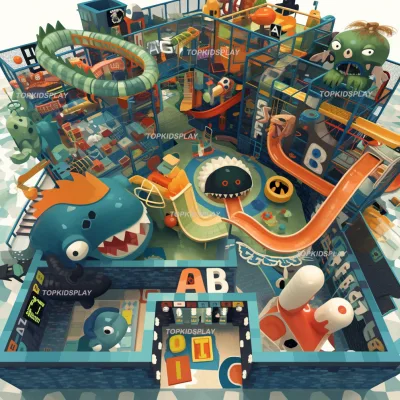 Commercial Cartoon Maze Indoor/Outdoor Playground with Plastic Construction for Shopping Mall Investment Engaging Safe for Kids