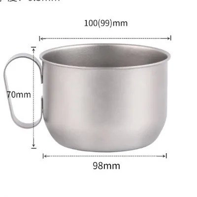 Pure Titanium Pot Mug Cup Coffee Cup With Laser logo for EDC Outdoor Titanium Coffee Mug 420 ml Titanium Mug