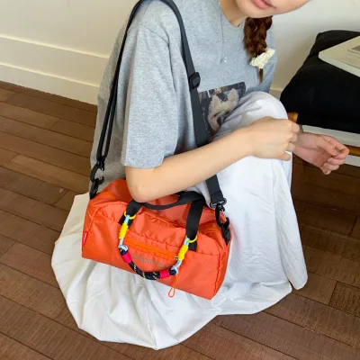 Niche Spring 2025 Staple Versatile Casual Minimalist Womens Shoulder Crossbody Bag Single Strap Zipper Polyester Colorful Ribbon