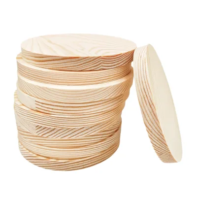 10 Pieces 10x1 cm Round Unfinished Pine Wood Plaque Slices Handmade for Craft Projects Engraving Wood Burning Painting