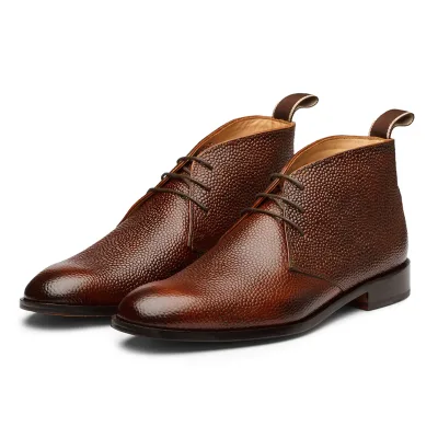 Fashion Elegant Grain Leather Boots for Men Leather Chukka Boot