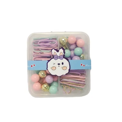 Wholesale Office Combination Macaron Size Paper Clip Gold Pushpin Ticket Holder Thumbtack Binding Storage Stationery