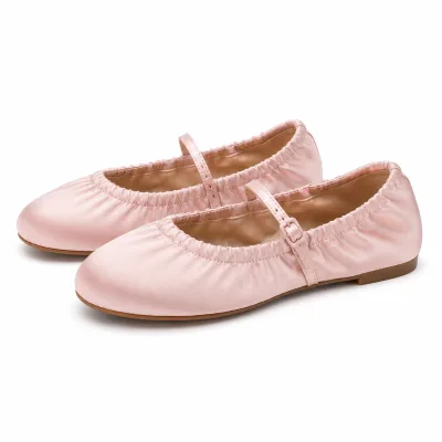 OEM ODM Footwear Factory Custom Women's Ballet Flats Satin Mary Jane Shoes Luxury Fashion Flat Shoes Private Label