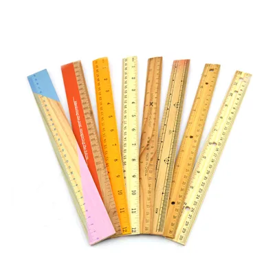 Wholesale 12 Inch Yellow 30cm Wooden Ruler with Customized Printing for School Student Measuring Ruler Office Rulers