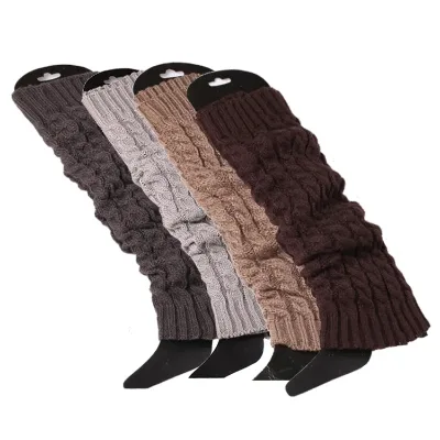 Wholesale Solid Color Cable Knit Leg Warmers Girls Winter Knitted Leg Warmers for Women
