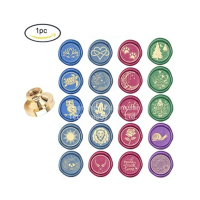 Factory Direct Sales Wax Seal Stamp Head Replacement Removable Brass for Creative Gift Envelopes Invitations Black Wood Handle