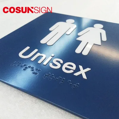 Custom Made Indoor Clear Acrylic ADA Restroom Braille Toilet Doorplate Sign