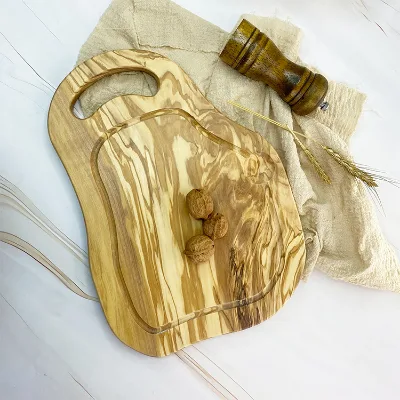 Commercial Food Serving Wooden Chopping Board Olive Wood Steak Cutting Board With Handle