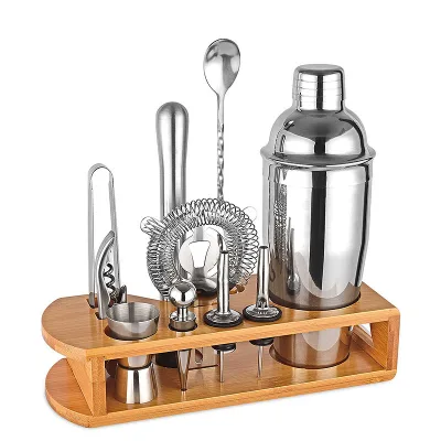 10-Piece Bartender Kit with Metal Cocktail Shaker and Bar Strainers