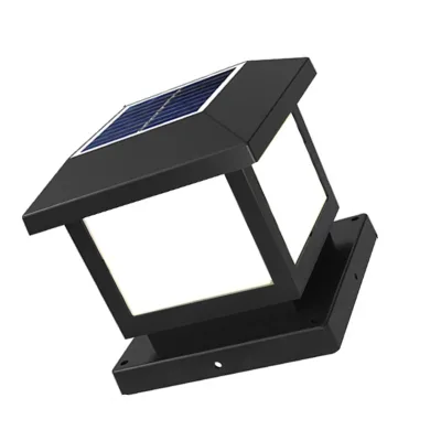 Square Matte Black Housing No Wiring Outdoor Yard Path Boundary Decor solar column lamp