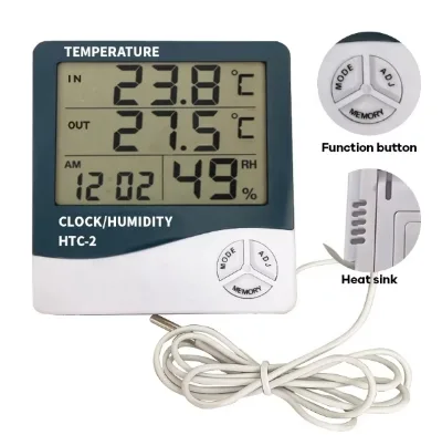 Digital Thermometer Hygrometer with Temperature Sensor Electronic Indoor Outdoor Thermohygrometer Household Plastic Probe