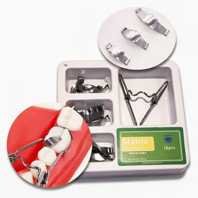 Dental Oral 18 Pieces Dental Forming Sheets Dowel-Type Saddle-Type Forming Strips Saddle Matrix Band Kits