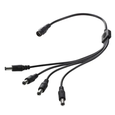 C-Power Production 4 Way Channel DC Power Splitter Adapter Cable (Black CE Certified) for CCTV Security Camera
