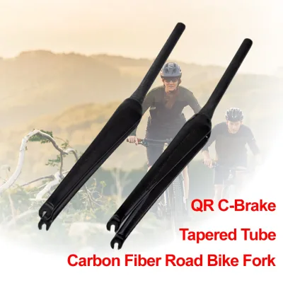 New 700C Road Bike 3K Full Carbon Fibre Fork Tapered Track Fixed Gear Bicycle Carbon Front Fork C Brake Wide Legs Newest