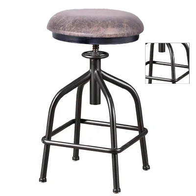 Industrial Vintage Metal Frame Leather Bar Stool Kitchen Home Bar Furniture