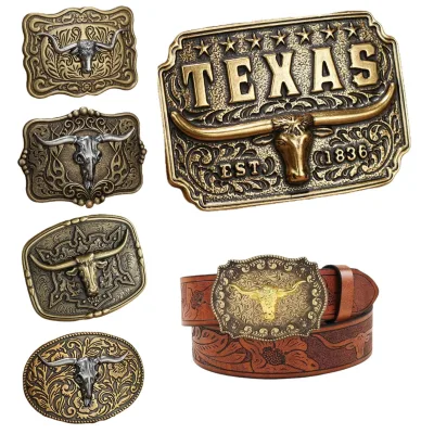 Wowei Western Cowboy Belt Buckle Luxury Metal Zinc Alloy Punk Embossing Square Belts Buckle for Men and Women