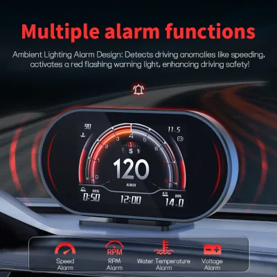 P27 OBD Car HUD Multifunctional LCD Speedometer RPM Water Temperature Voltage Overspeed Alarm Auto Electronics
