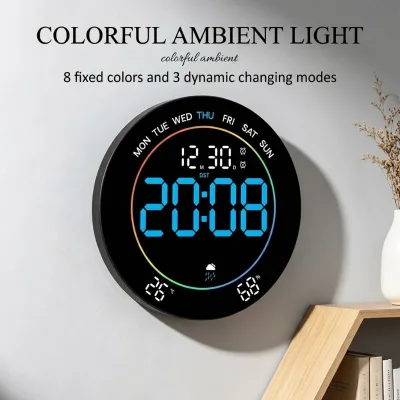 Manufactural Customizing Multi-functional Clocks Minimalist Large-screen RGB Color-changing Night Light LED Wall Clock