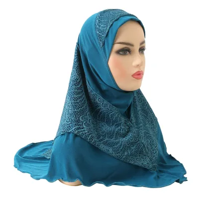 Flower Designs Custom Striped Long Scarf Hijab Dubai Style