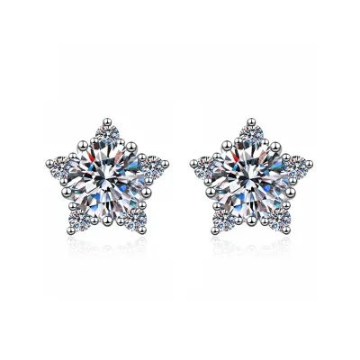 ICEBELA Fine Jewelry Bridal 925 Sterling Silver Stylish Chic Light Luxury VVS1-2 Moissanite Stud Earrings for Women