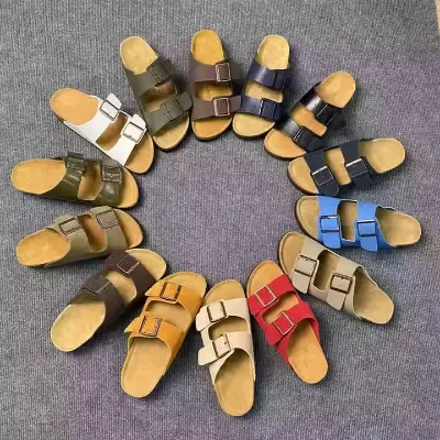 Birkenstocks Birken Unisex Comfortable Eva Insole Leather Sandals Open Toe Casual Style Slides Slippers for Summer & Spring