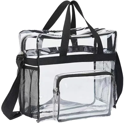Hot Sale Large Capacity Clear PVC Transparent Frame Travel Storage Zipper Handbag
