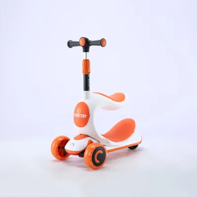 The Best-selling and Cheapest Children's Scooter Three in One Foldable PU Flash Roller Kids Scooter