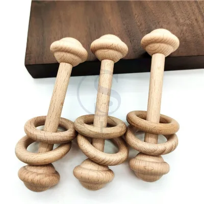 Wooden Rattle Teether Old Photo Props Accessories Model A11 Bubble Bag Cotton Bag