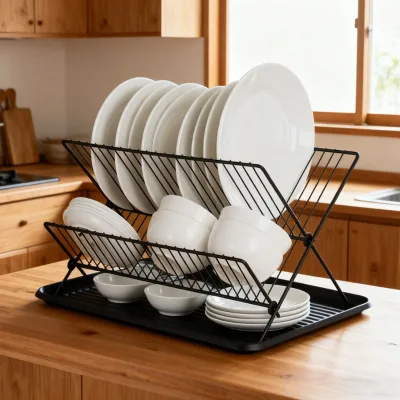 Wholesale Kitchen Stainless Steel Dish Drying Rack with Foldable Holder