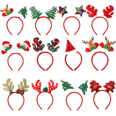 New Christmas Headband Kids Adult Santa Claus Elk Hair Clip Headband Christmas Children's Headband Christmas Festival Party