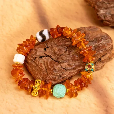 High Quality Natural Amber Beeswax Classic Golden Religious Children's Fashion Bead Charm Bracelet Guangdong China Party