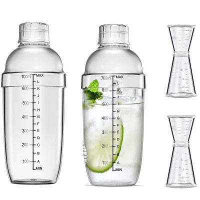 Food Grade bar Sets Plastic Mouth Mixing Cocktail Wine Shaker Bottle for Outdoor Travel