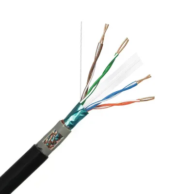 AOPTKE Outdoor SFTP Cat6A 23/24AWG 4-Pair 100 Network Cable PVC Jacket Solid Copper Conductor -20~+60 Temperature Range