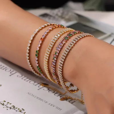 Women's Tennis Chain Bracelet Titanium Steel Fashion Color Studded With Diamond Light Luxury Titanium Bracelet