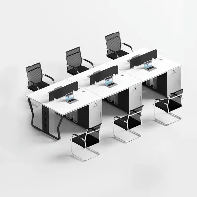 Factory Direct Modern Simple Design Solid Wood Office Desk and Chair Set for Four-Person Office Use