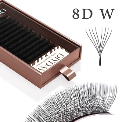 DIYDAY 8DW PBT Material Salon Wholesale Premade Volume Fans Blooming Individual False Lash Clusters 0.07MM/0.10mm Thickness