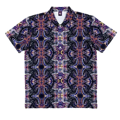 Free Design Custom Printed 4 Way Stretch Polyester Fabric Rayon Shirt Short Sleeve Aloha Shirts  Sublimated Hawaiian Beach Shirt