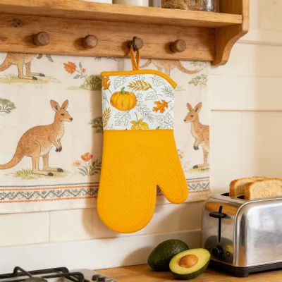 Home Baking Silicone Waterproof Oven Mitts & Gloves Set with Cotton Lining Dishwasher Safe Custom Logo for Kitchen Use