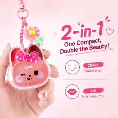 BunnyBlush Cute Dual Use Lip & Cheek Cream, All Day Wear Pocket Size Multi-Use Blush, Trending Cosmetics Fit All Complexions