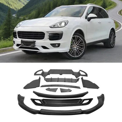TA Style Carbon Fiber Bodykit for Porsche Cayenne 958.2 2014-2017 Front Bumper Lip Side Skirt Rear Diffuser Spoiler Car Body Kit
