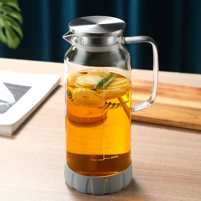 Large Capacity 2L Glass Cold Water Pitcher Heat Resistant Borosilicate Fruit Infusion Jug Scale Mark Filter Lid Kitchen Gift Set