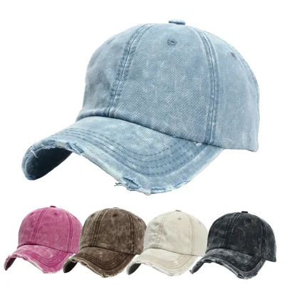 Fashionable washed denim 6 panel baseball cap