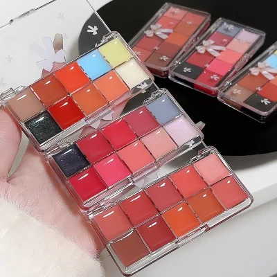 10 Color Mirror Creamy Lipstick Palette High Pigment Lip Balm Hydrating Moisturizing Lip Gloss Wholesale Custom Cosmetic Product