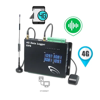4G Data Logger GPS Black Ethernet Wireless Signal Recorder With Antenna And Display
